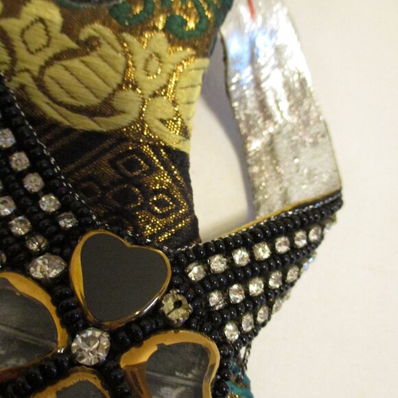 Trendz Woman Size 6 Black Yellow Red Bling Bling Beach Travel Vacation Sandals - Picture 9 of 13